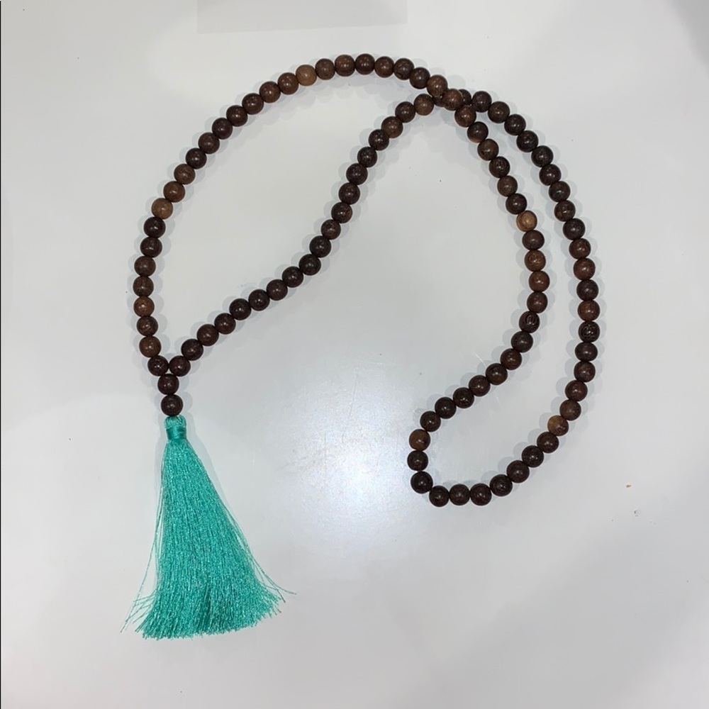 Dark Brown and Turquoise Tassel Necklace